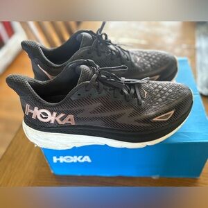 Hoka Black and Pink Athletic Shoes